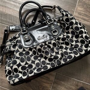 Coach Black and Gray Signature Tote Bag